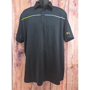 Under Armour Loose Fit Black Polo Large Coldblack Heatgear